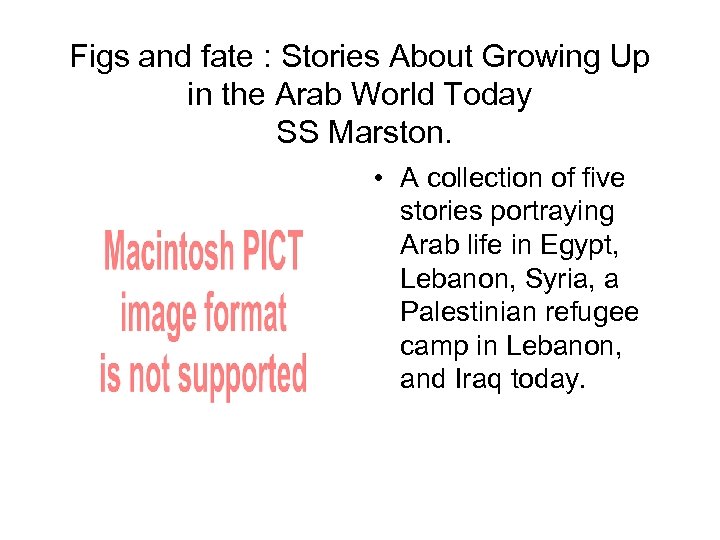 Figs and fate : Stories About Growing Up in the Arab World Today SS