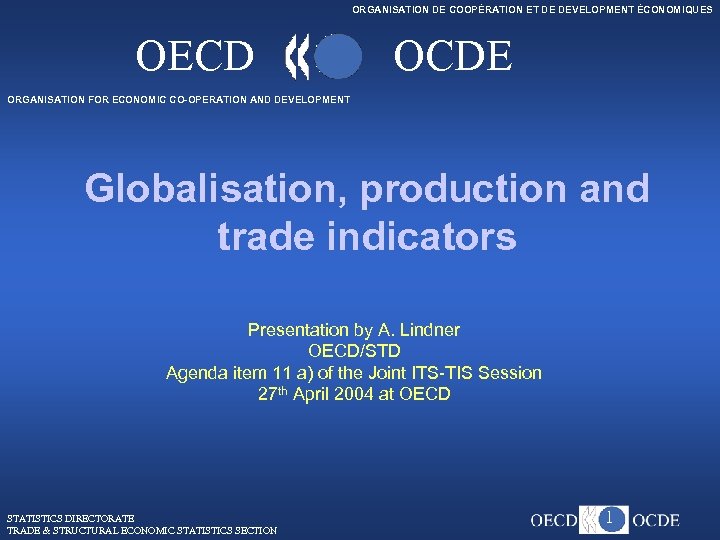 ORGANISATION DE COOPÉRATION ET DE DEVELOPMENT ÉCONOMIQUES OECD OCDE ORGANISATION FOR ECONOMIC CO-OPERATION AND