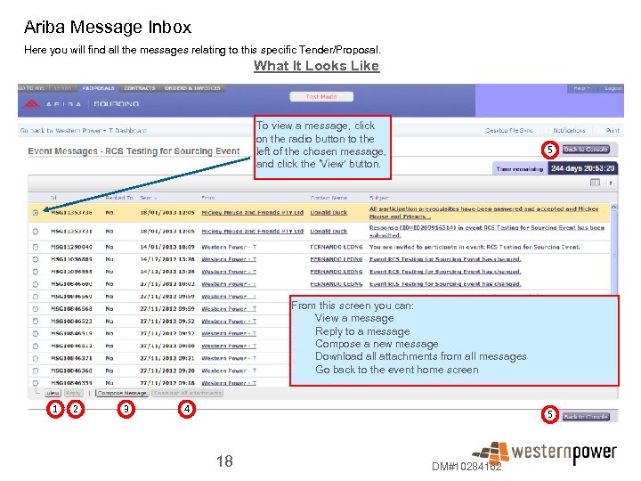 Ariba Message Inbox Here you will find all the messages relating to this specific