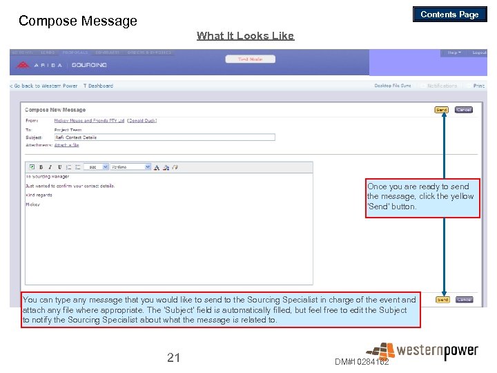 Contents Page Compose Message What It Looks Like Once you are ready to send