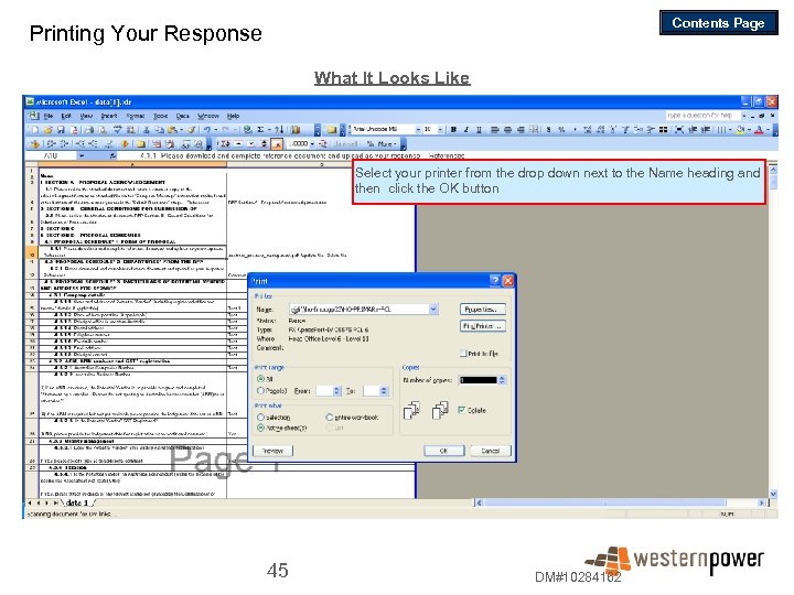 Contents Page Printing Your Response What It Looks Like Select your printer from the