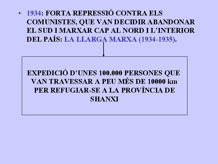  • 1934: FORTA REPRESSIÓ CONTRA ELS COMUNISTES, QUE VAN DECIDIR ABANDONAR EL SUD