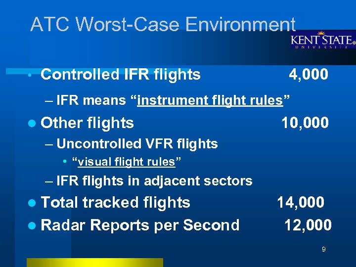 ATC Worst-Case Environment • Controlled IFR flights 4, 000 – IFR means “instrument flight
