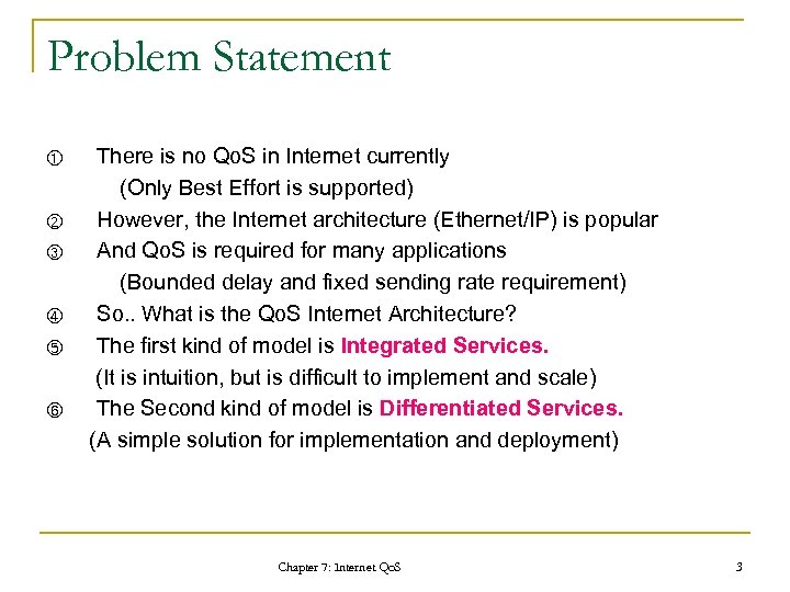 Problem Statement ① ② ③ ④ ⑤ ⑥ There is no Qo. S in