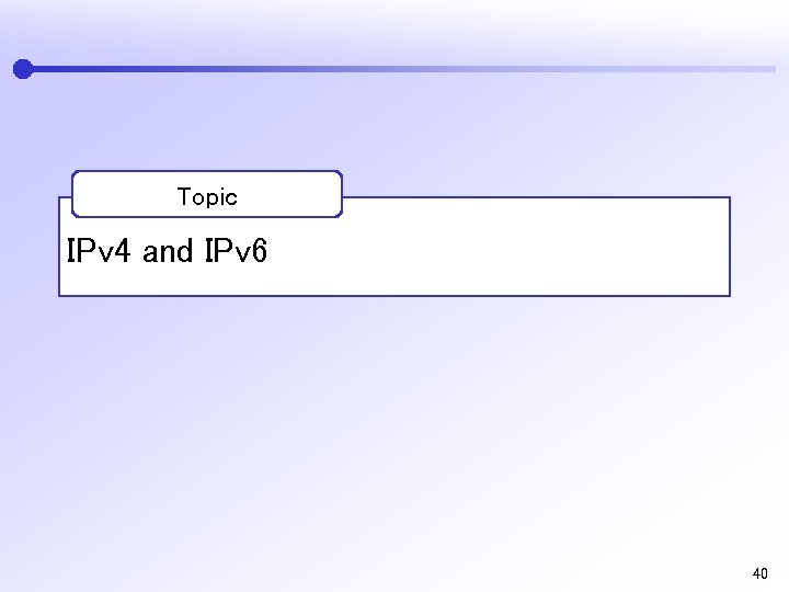 Topic IPv 4 and IPv 6 40 