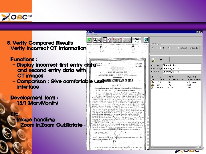 5. Verify Compared Results Verify incorrect CT information Functions : - Display incorrect first