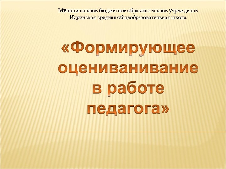 Муниципальное бюджетное образовательное учреждение Идринская средняя общеобразовательная школа 