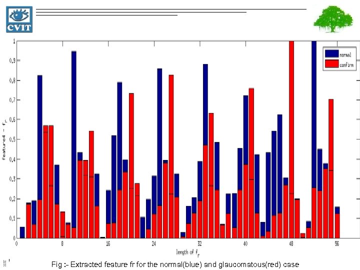 IIIT Hyderabad Fig : - Extracted feature fr for the normal(blue) and glaucomatous(red) case