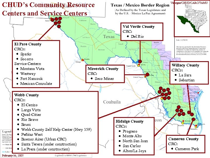 CHUD’s Community Resource Centers and Service Centers Vanegas/CHUD/CARC/TAMU Val Verde County CRC: Del Rio