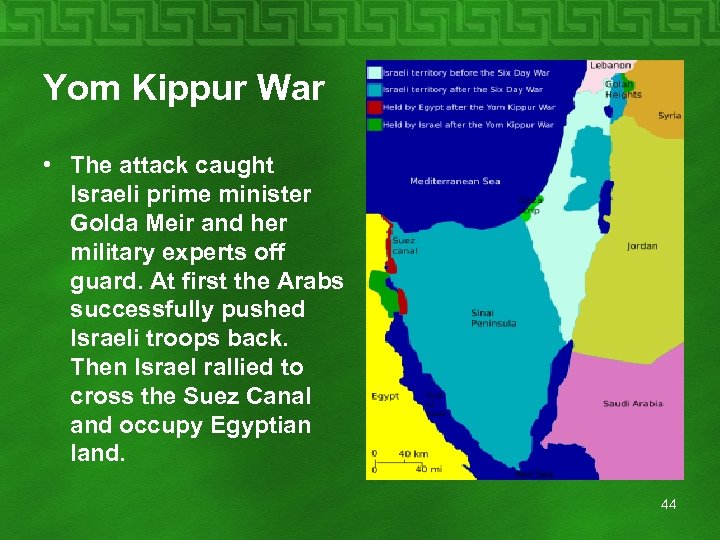 Yom Kippur War • The attack caught Israeli prime minister Golda Meir and her