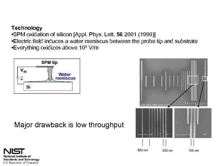 Technology • SPM oxidation of silicon [Appl. Phys. Lett. 56 2001 (1990)] • Electric