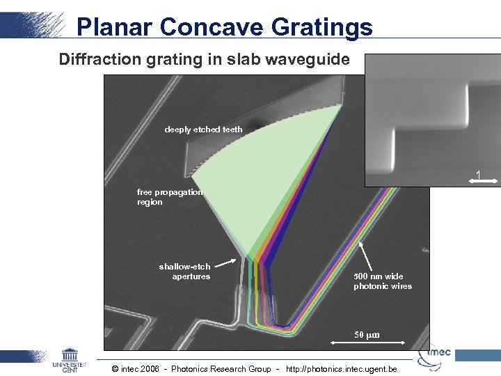 Planar Concave Gratings Diffraction grating in slab waveguide deeply etched teeth 1 μm free