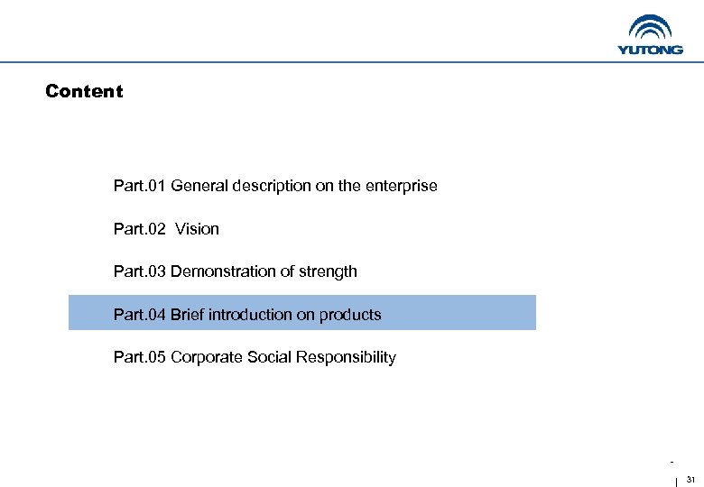 Content Part. 01 General description on the enterprise Part. 02 Vision Part. 03 Demonstration