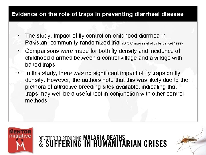 Evidence on the role of traps in preventing diarrheal disease • The study: Impact
