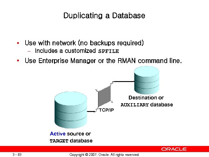 Duplicating a Database • Use with network (no backups required) – Includes a customized