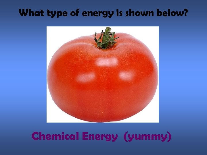 What type of energy is shown below? Chemical Energy (yummy) 