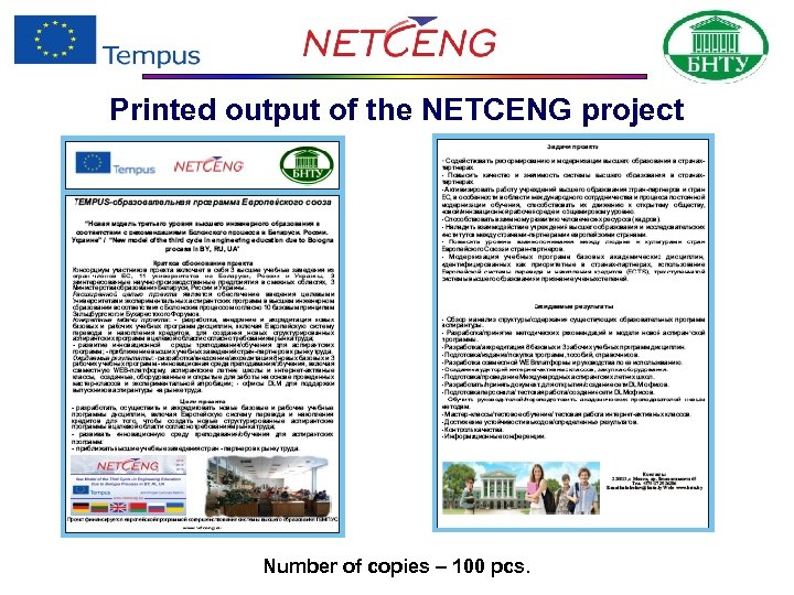 Printed output of the NETCENG project Number of copies – 100 pcs. 