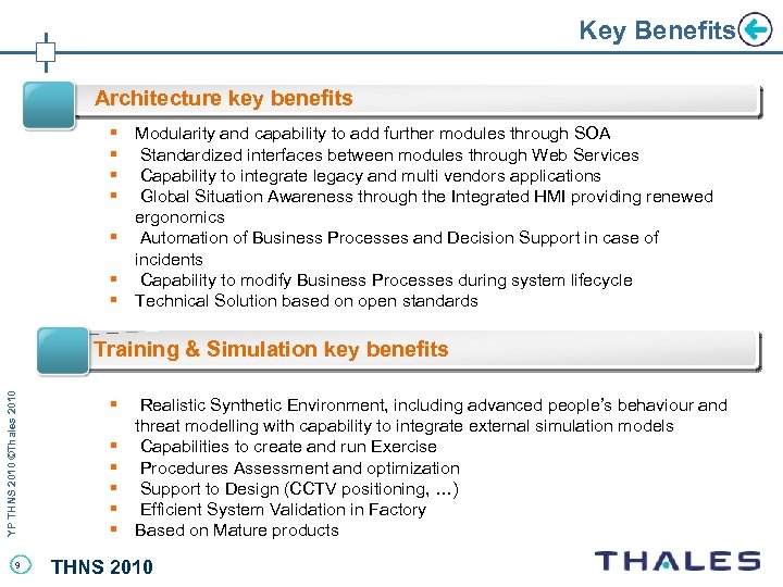 Key Benefits Architecture key benefits § Modularity and capability to add further modules through