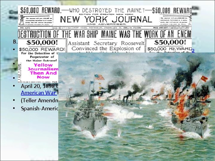 B. Mc. Kinley takes action. Why? • Public pressure demanded he take action so