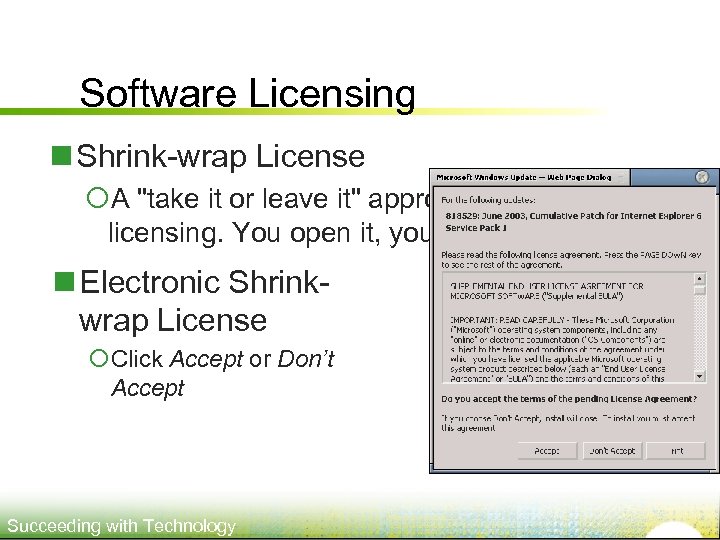 Software Licensing n Shrink-wrap License ¡A 