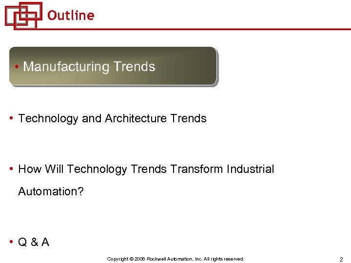 Outline • Manufacturing Trends • Technology and Architecture Trends • How Will Technology Trends