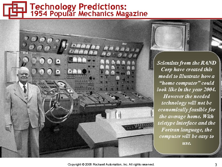 Technology Predictions: 1954 Popular Mechanics Magazine Scientists from the RAND Corp have created this