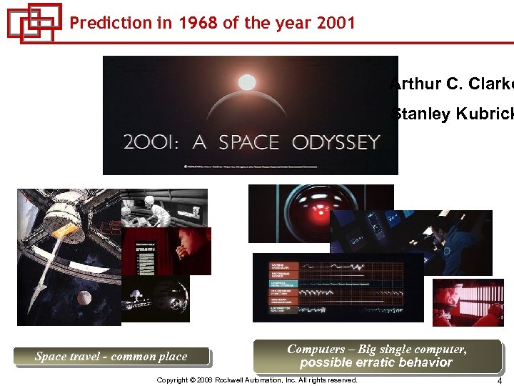 Prediction in 1968 of the year 2001 Arthur C. Clarke Stanley Kubrick Space travel