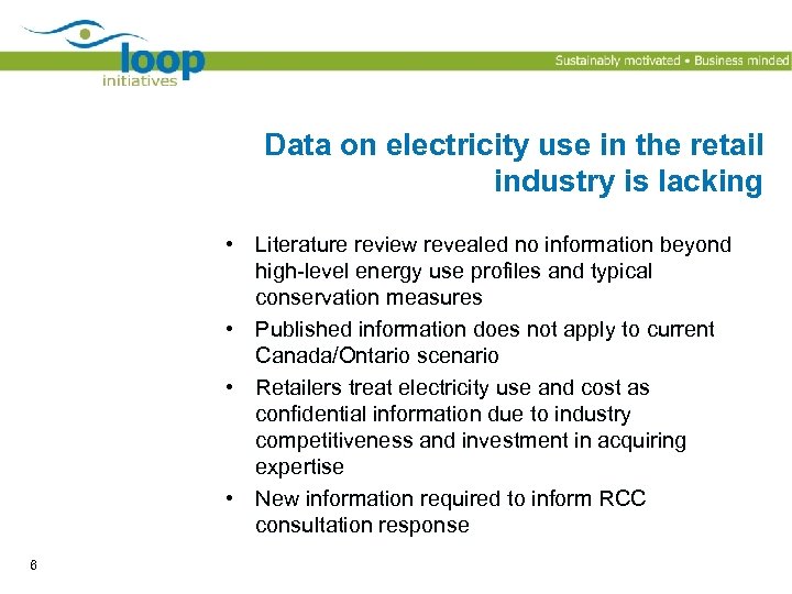 Data on electricity use in the retail industry is lacking • Literature review revealed