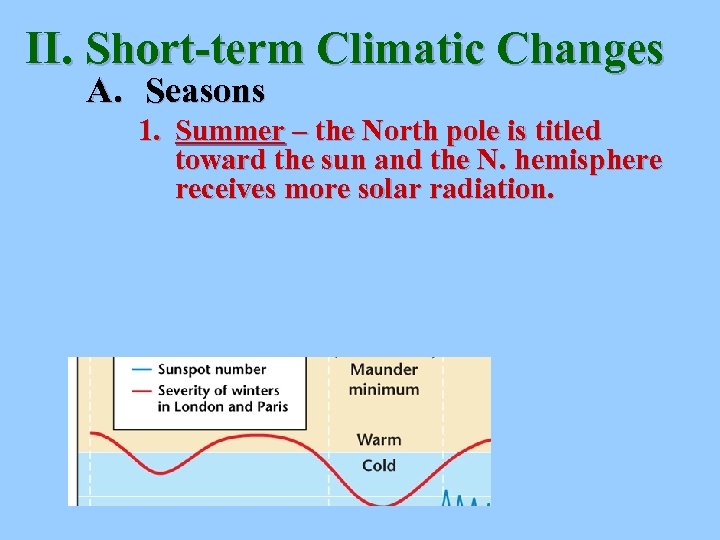 II. Short-term Climatic Changes A. Seasons 1. Summer – the North pole is titled