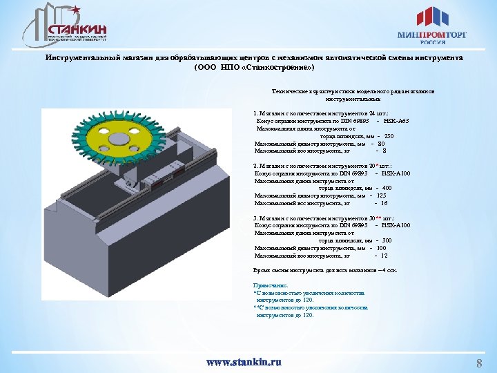 Инструментальный магазин для обрабатывающих центров с механизмом автоматической смены инструмента (ООО НПО «Станкостроение» )