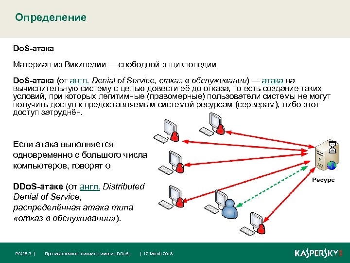 Определение Do. S-атака Материал из Википедии — свободной энциклопедии Do. S-атака (от англ. Denial