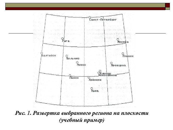 Рис. 1. Развертка выбранного региона на плоскости (учебный пример) 