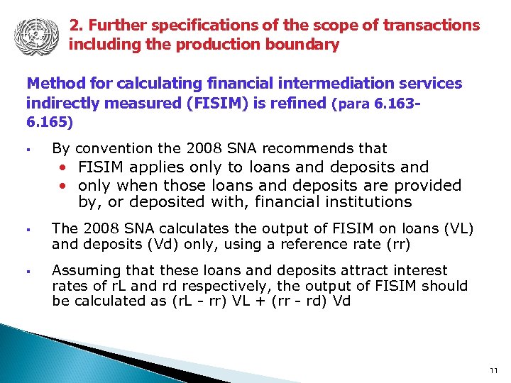 2. Further specifications of the scope of transactions including the production boundary Method for
