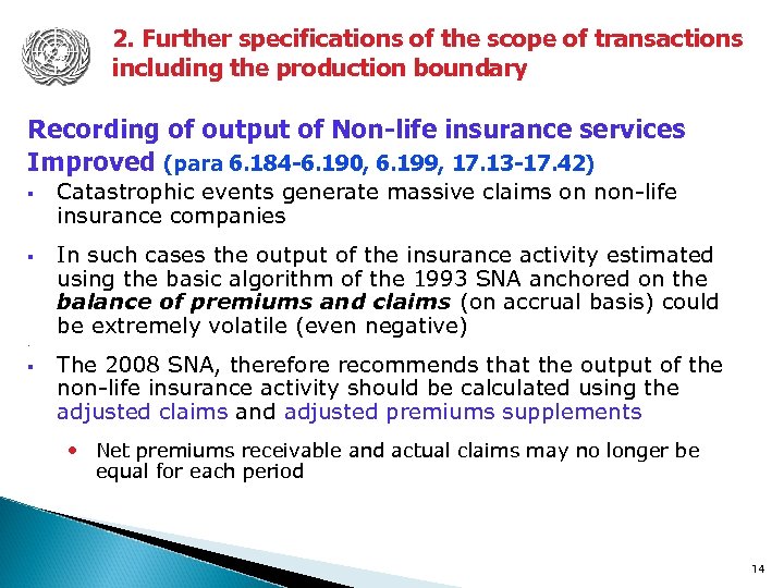 2. Further specifications of the scope of transactions including the production boundary Recording of