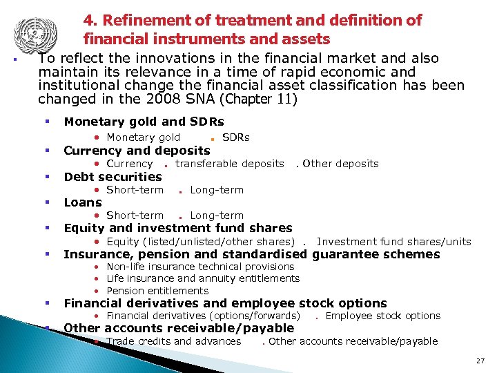 4. Refinement of treatment and definition of financial instruments and assets § To reflect