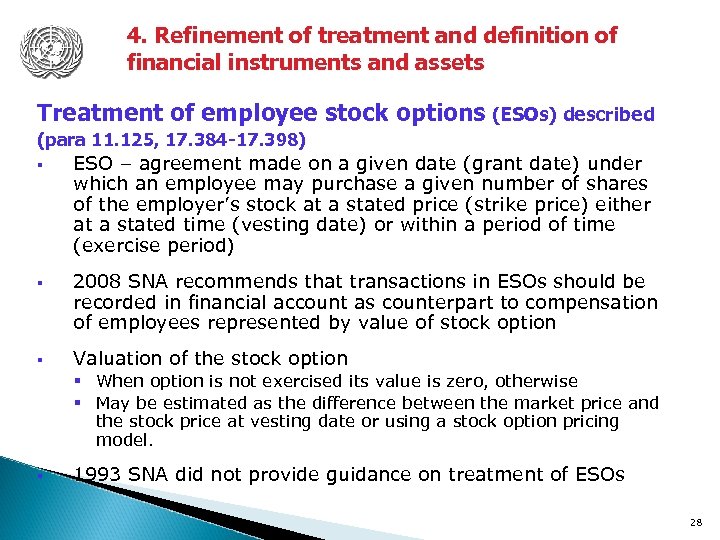 4. Refinement of treatment and definition of financial instruments and assets Treatment of employee