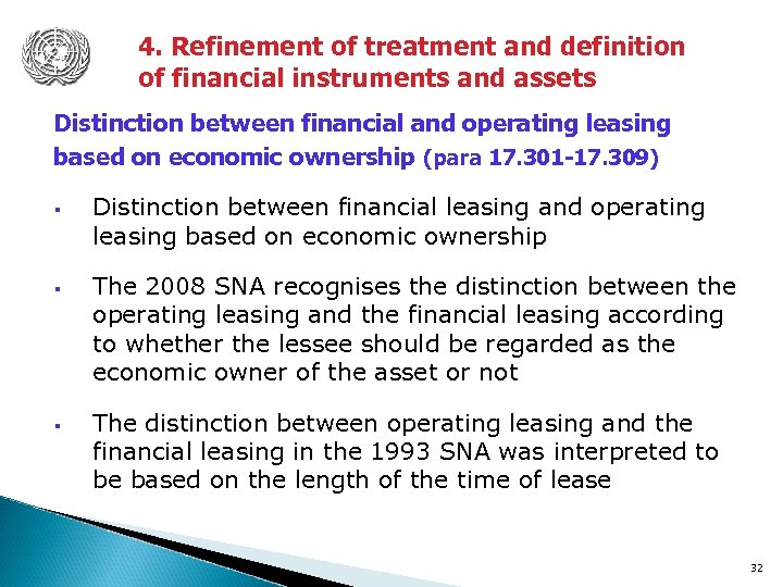 4. Refinement of treatment and definition of financial instruments and assets Distinction between financial