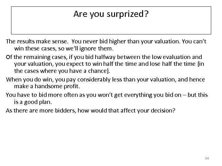 Are you surprized? The results make sense. You never bid higher than your valuation.