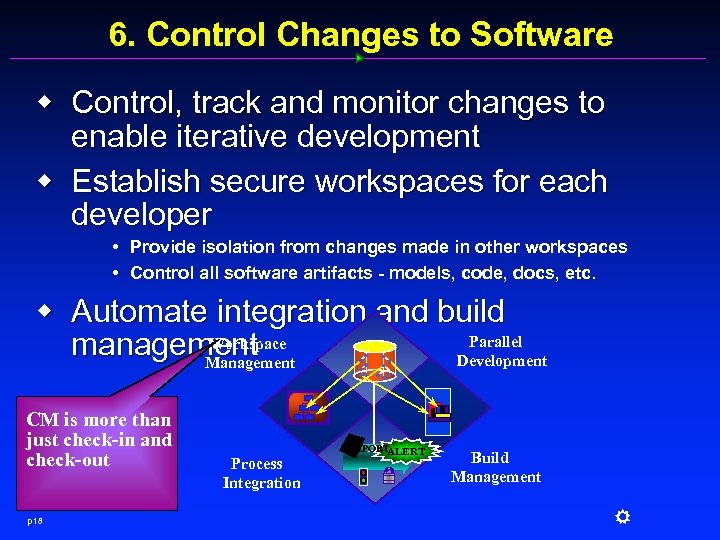 6. Control Changes to Software w Control, track and monitor changes to enable iterative