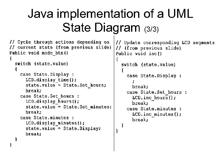 Java implementation of a UML State Diagram (3/3) 