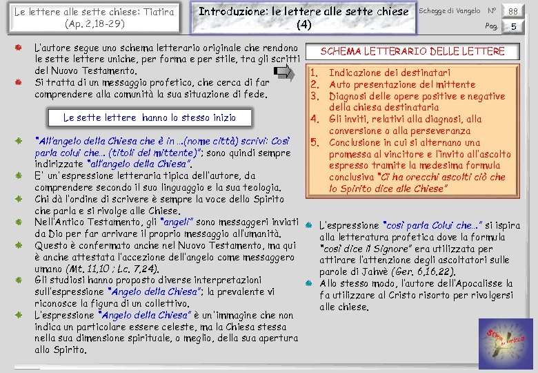 Le lettere alle sette chiese: Tiatira (Ap. 2, 18 -29) Introduzione: le lettere alle