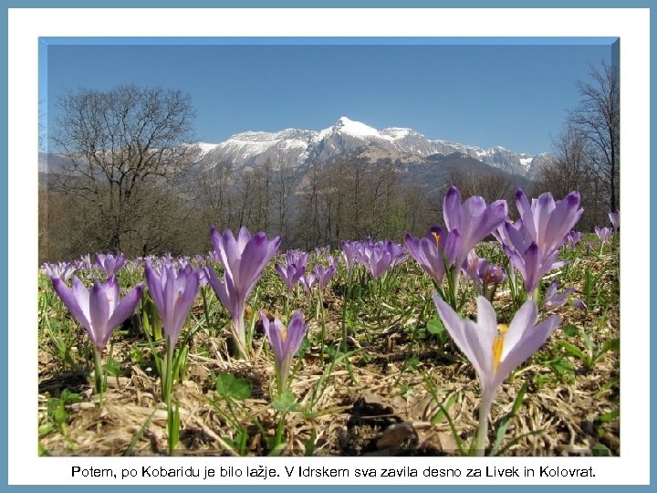 Potem, po Kobaridu je bilo lažje. V Idrskem sva zavila desno za Livek in