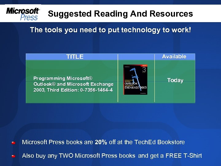 Suggested Reading And Resources The tools you need to put technology to work! TITLE