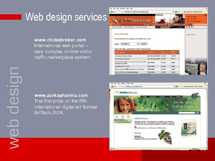 Web design services web design www. clicksbroker. com International web portal – very complex