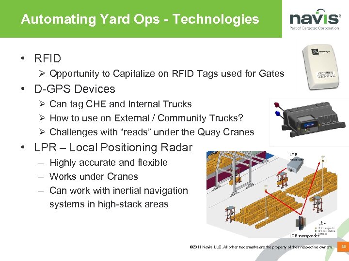 Automating Yard Ops - Technologies • RFID Ø Opportunity to Capitalize on RFID Tags