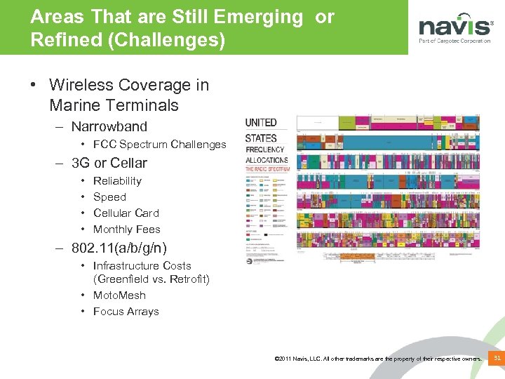 Areas That are Still Emerging or Refined (Challenges) • Wireless Coverage in Marine Terminals