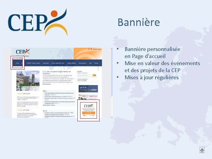 Bannière • Bannière personnalisée en Page d'accueil • Mise en valeur des événements et