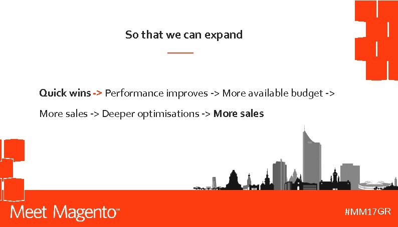 So that we can expand Quick wins -> Performance improves -> More available budget