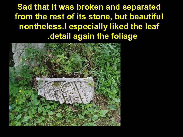 Sad that it was broken and separated from the rest of its stone, but