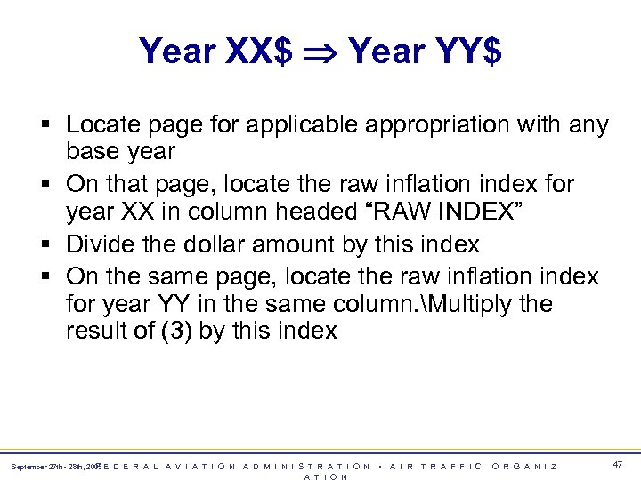 Year XX$ Year YY$ § Locate page for applicable appropriation with any base year